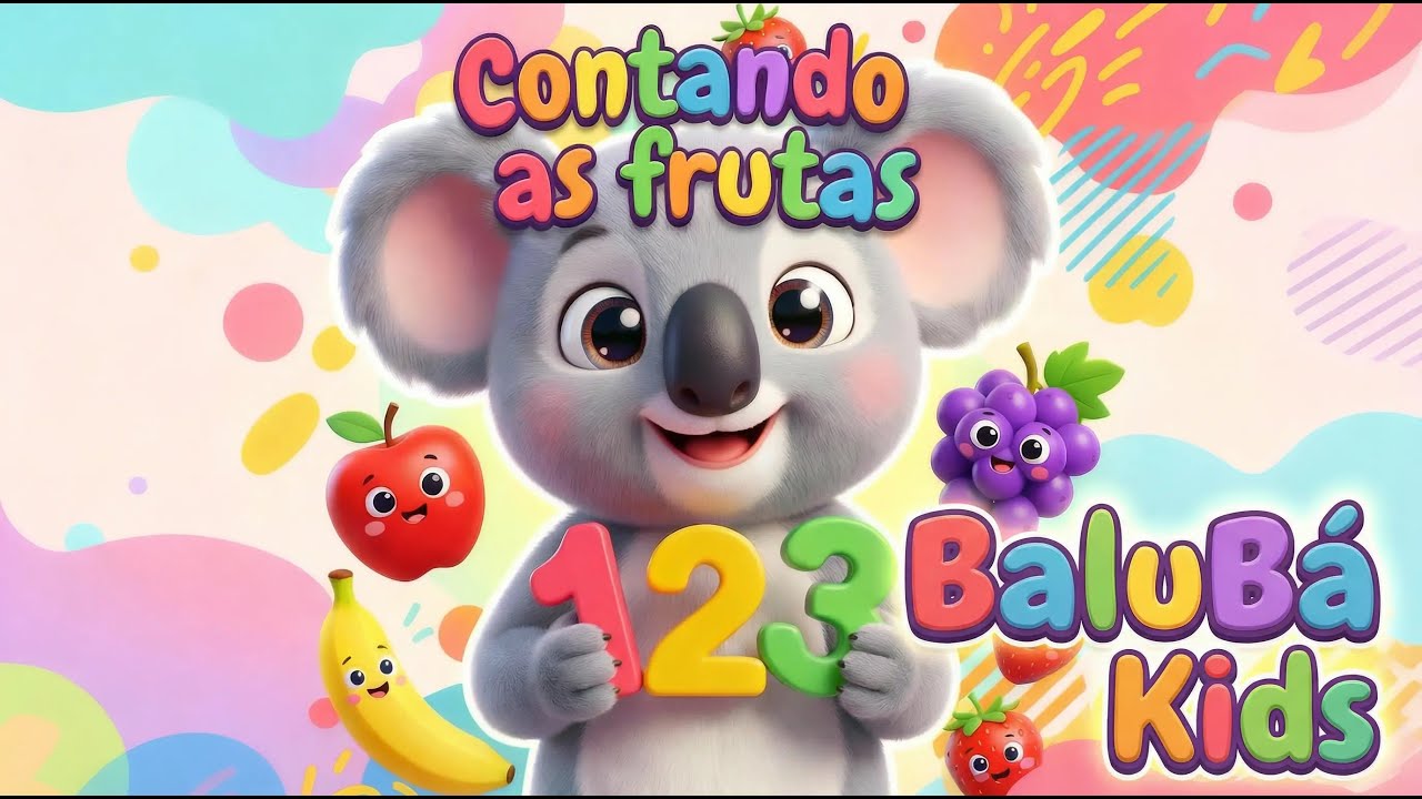 BALU CONTANDO FRUTAS 1, 2, 3 COM NÚMEROS COLORIDOS