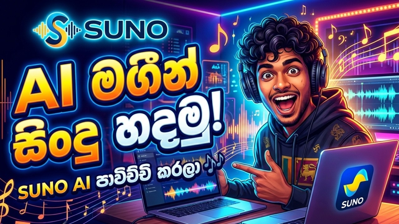ඕනෑම සින්දුවක් විනාඩියෙන්! 😱 AI වලින් සින්දු හදන හැටි (Suno AI)