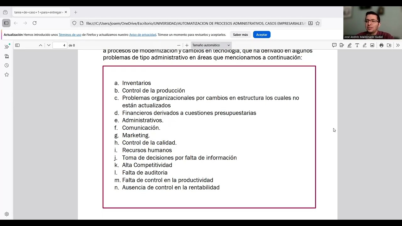AUTOMATIZACION DE PROCESOS ADMINISTRATIVOS, CASOS EMPRESARIALES 17003446