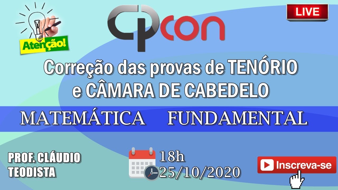 CPCON - CORREÇÃO DAS PROVAS DE TENÓRIO, CABEDELO E SÃO MIGUEL DE TAIPU (MATEMÁTICA FUNDAMENTAL)