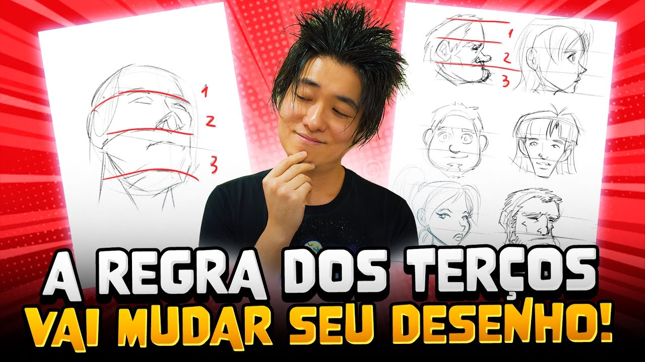 A regra dos TERÇOS para desenhar ROSTOS PROPORCIONAIS! | Sketch Crás