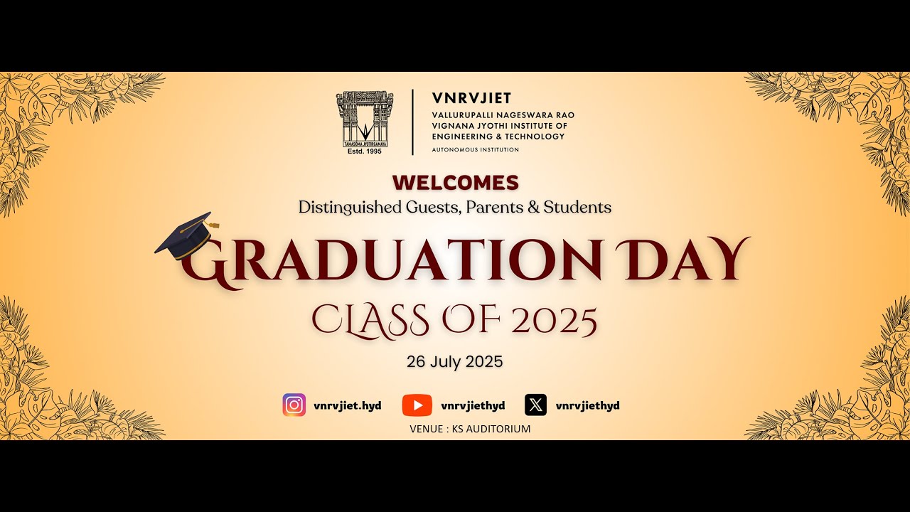 Graduation Day for the class of 2025 at VNR VJIET Hyderabad | Venue: KS Auditorium VNRVJIET