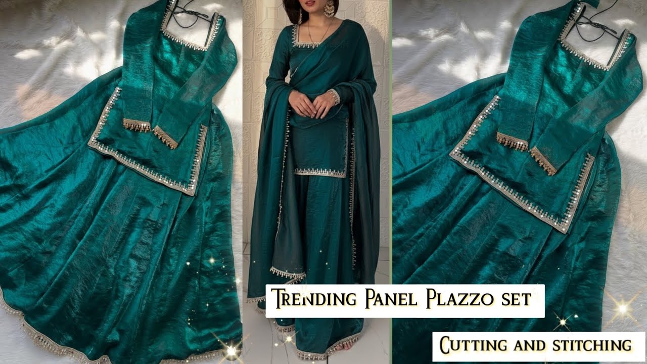Eid Special✨Trending Panel Plazzo Sharara Set Cutting & Stitching/16 Panel Plazzo Cutting&Stitching 