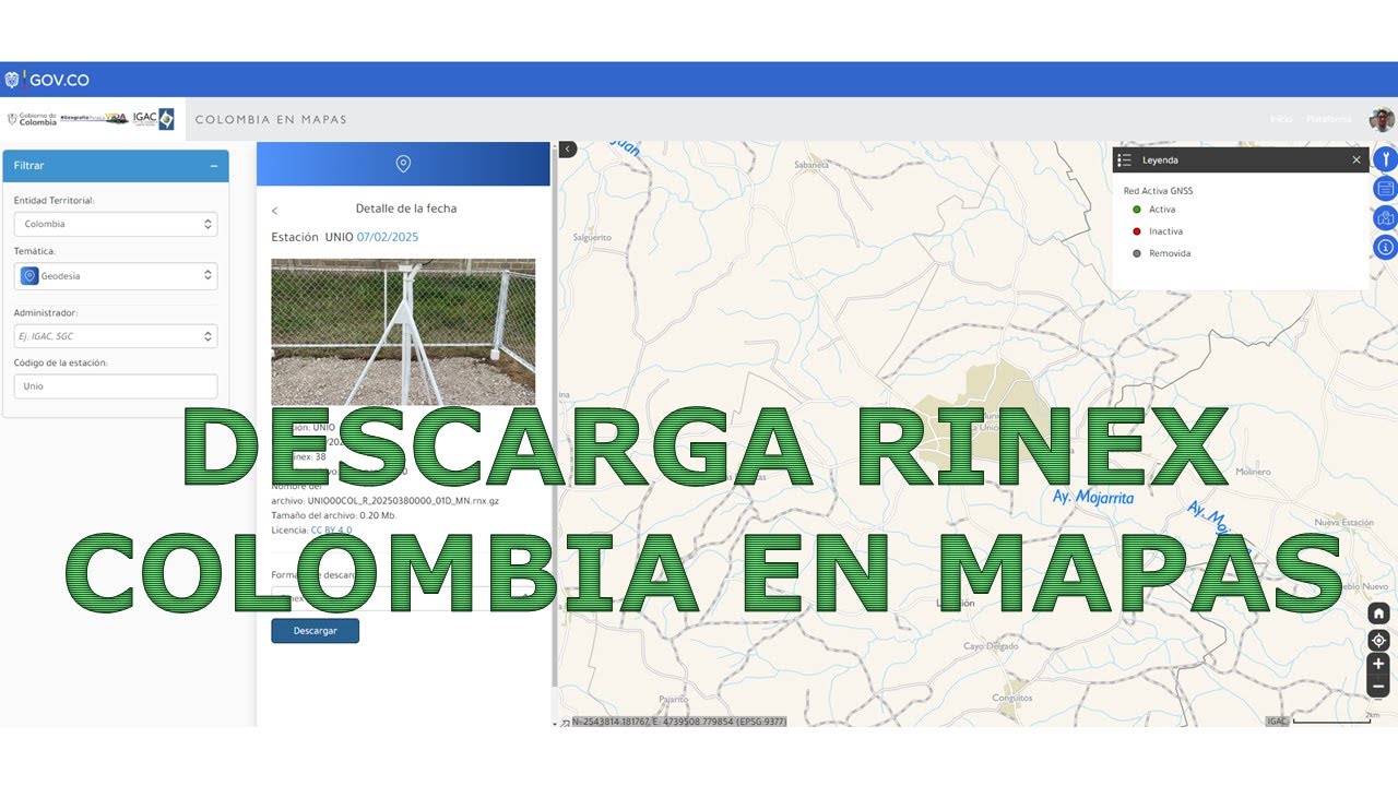 Como descargar datos RINEX de la Red Activa IGAC y SGC desde Colombia en Mapas