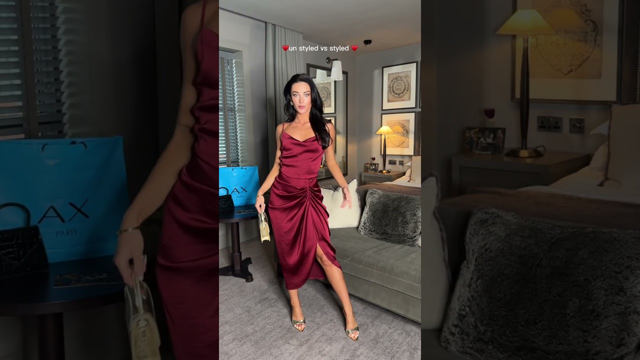 Style our 'Satin Strappy Cowl Neck Gathered Skirt Midi Dress' with us❤️&zwj;🔥