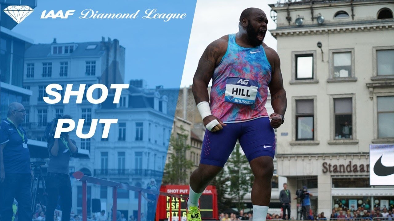 Darell Hill throws 22.44m in the final round of shot put to win IAAF Diamond League - Brussels 2017