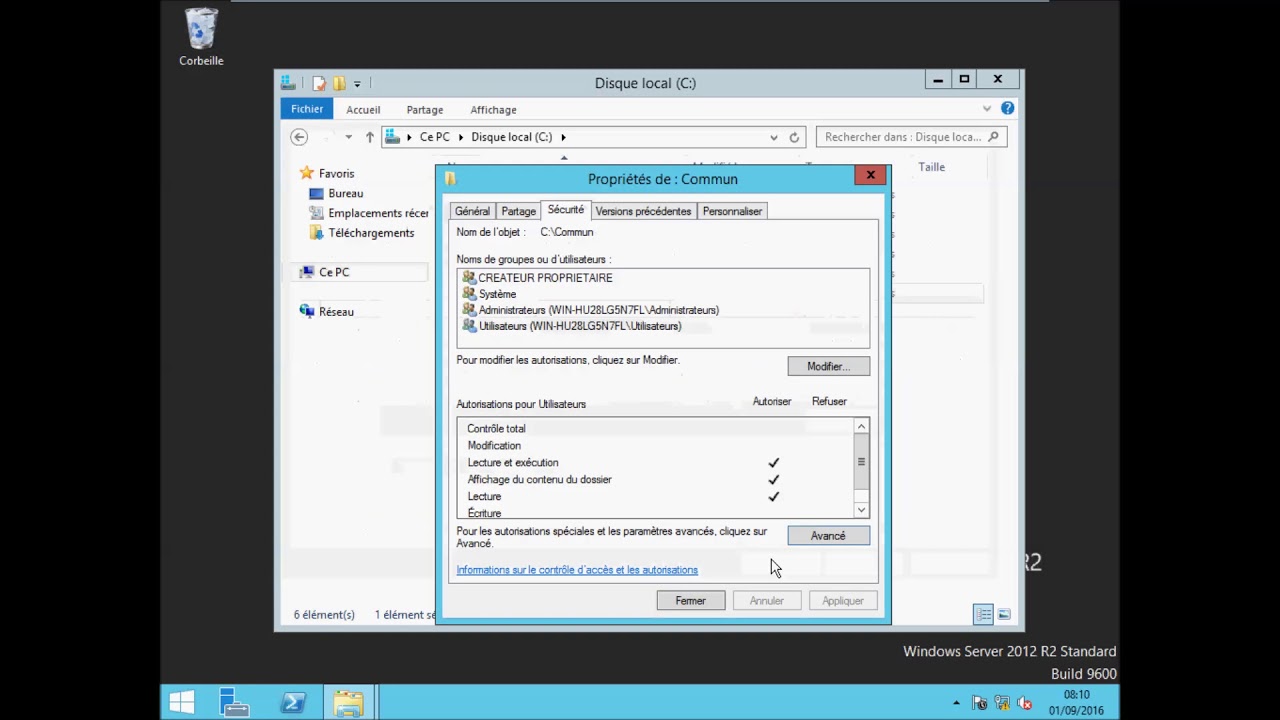 Créer un dossier partagé sous Windows
