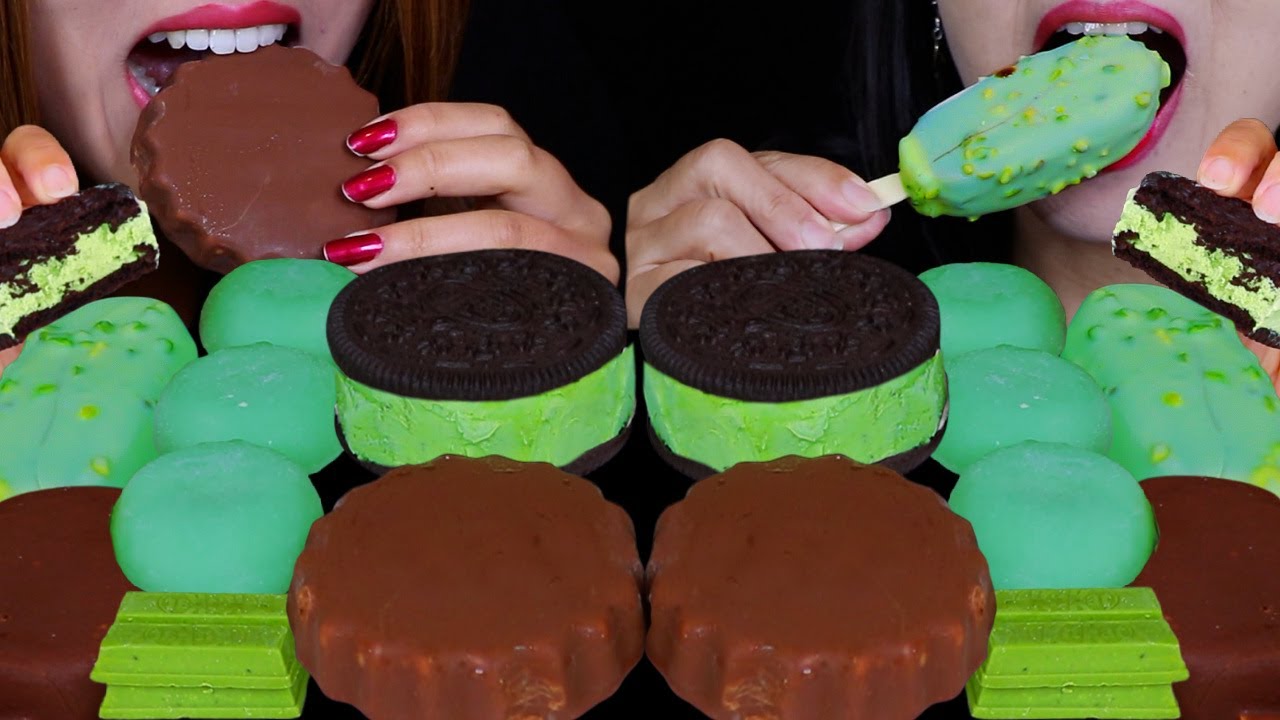 ASMR REESE'S CHOCOLATE ICE CREAM BARS, MATCHA MOCHI ICE CREAM, OREO ICE CREAM SANDWICHES, KITKATS 먹방