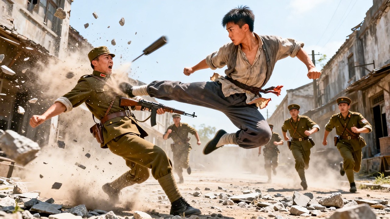 日军疯狂追击小伙，谁料他竟是武功高手，下一秒一脚秒杀！⚔️抗日 | 特种兵 | Kong Fu