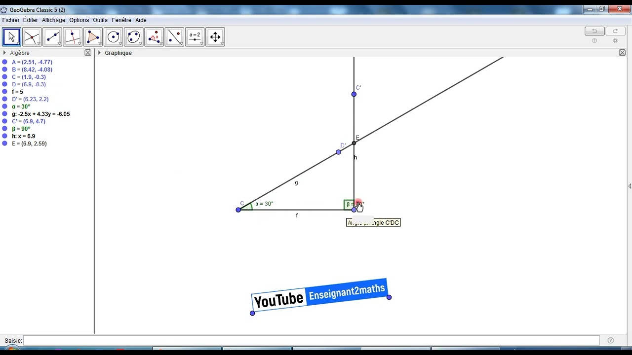 Geogebra : une façon de modifier les valeurs initialement fixées dans le protocole de construction.