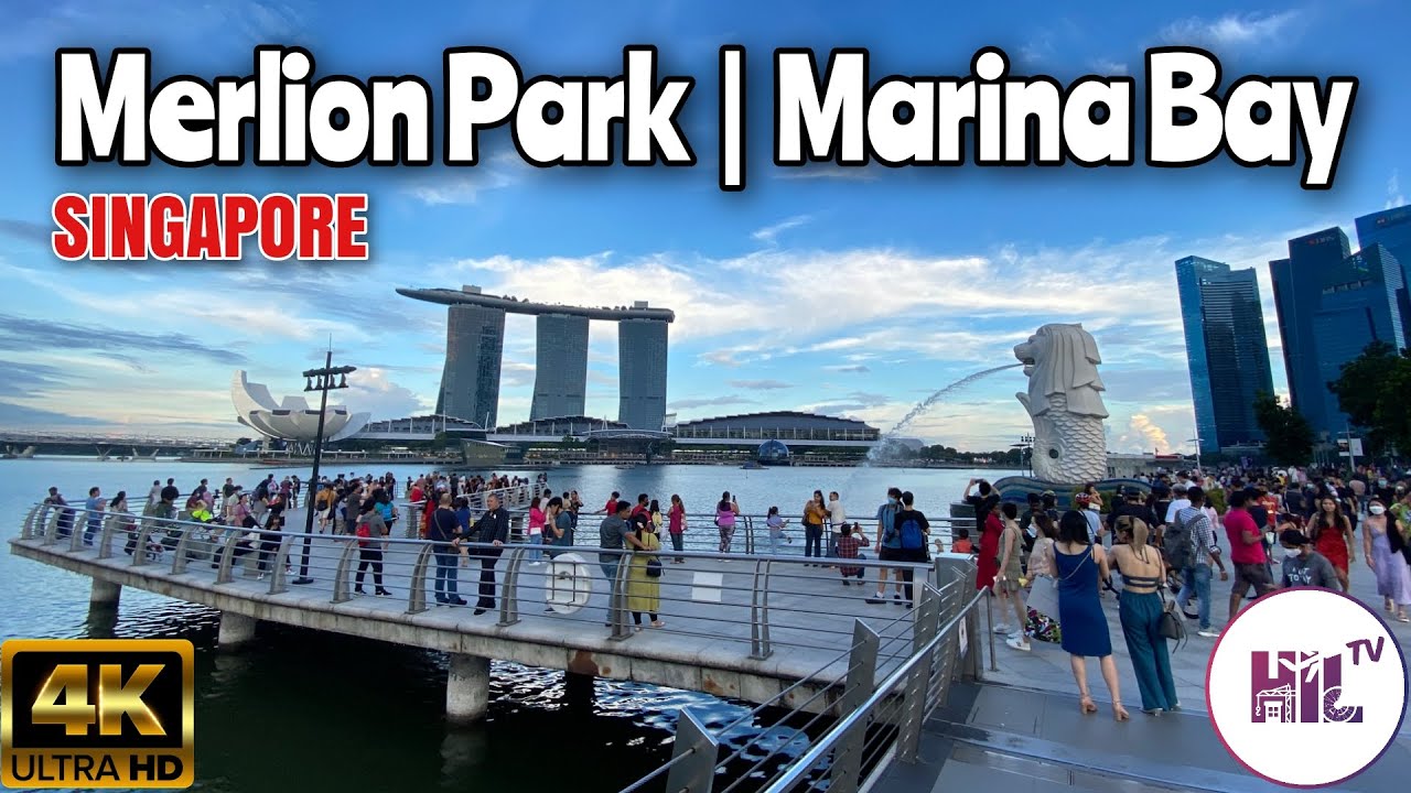 Merlion Park Singapore | Raffles Place MRT Station to Merlion Park Walking Tour | Hil TV [4K]