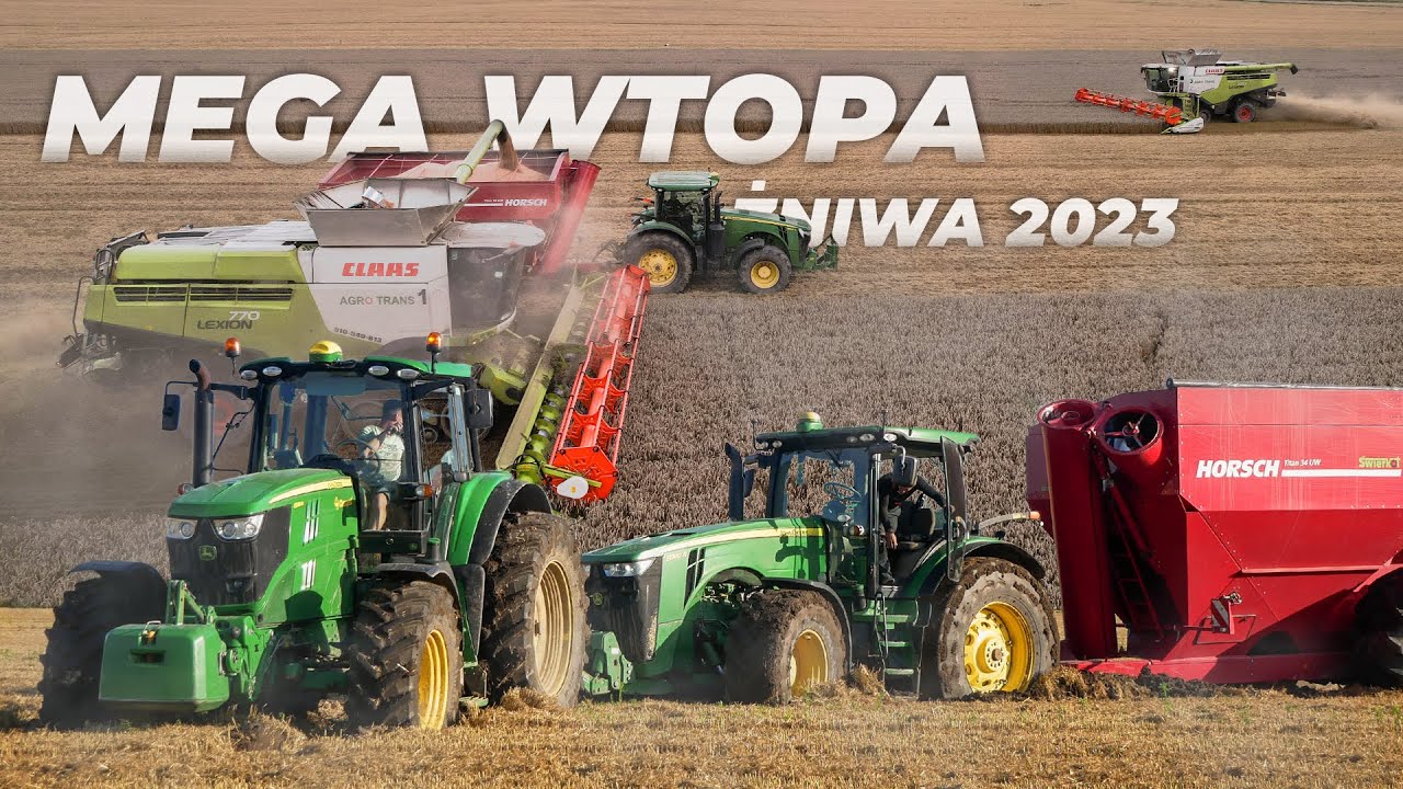 ✮Wtopa!?✮MokreŻniwa2023 z Agro Trans Gliwice & Gr Richter!✮ 2xClaasLexion770tt✮2x JohnDeere✮