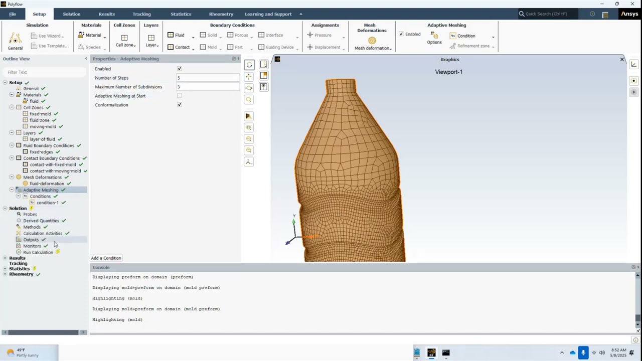 Stretch Blow Molding Simulation in Fluent Workspace Polyflow