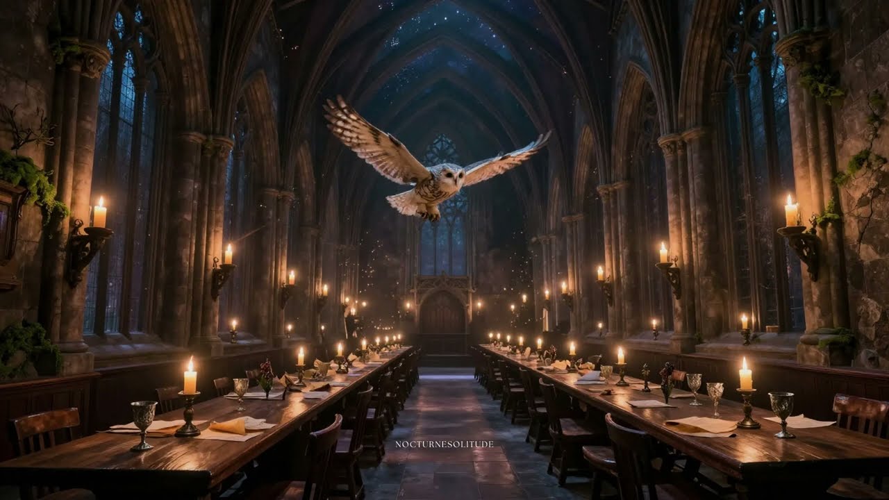 wizard school dining hall 🦉 dark academia piano | candlelit study ambience
