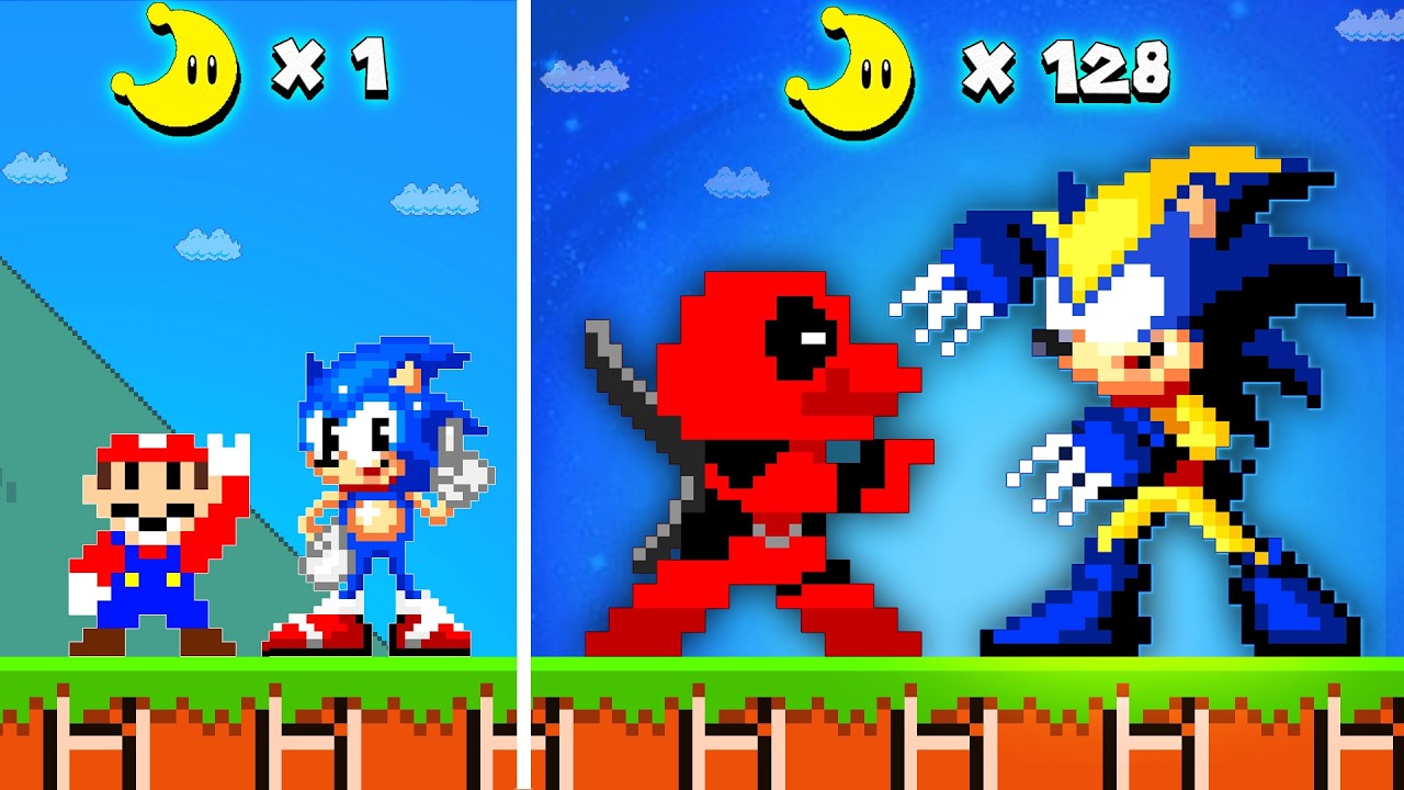 Super Mario Bros. But Every Seed Turns Mario Into Deadpool and Sonic Into a Werewolf!