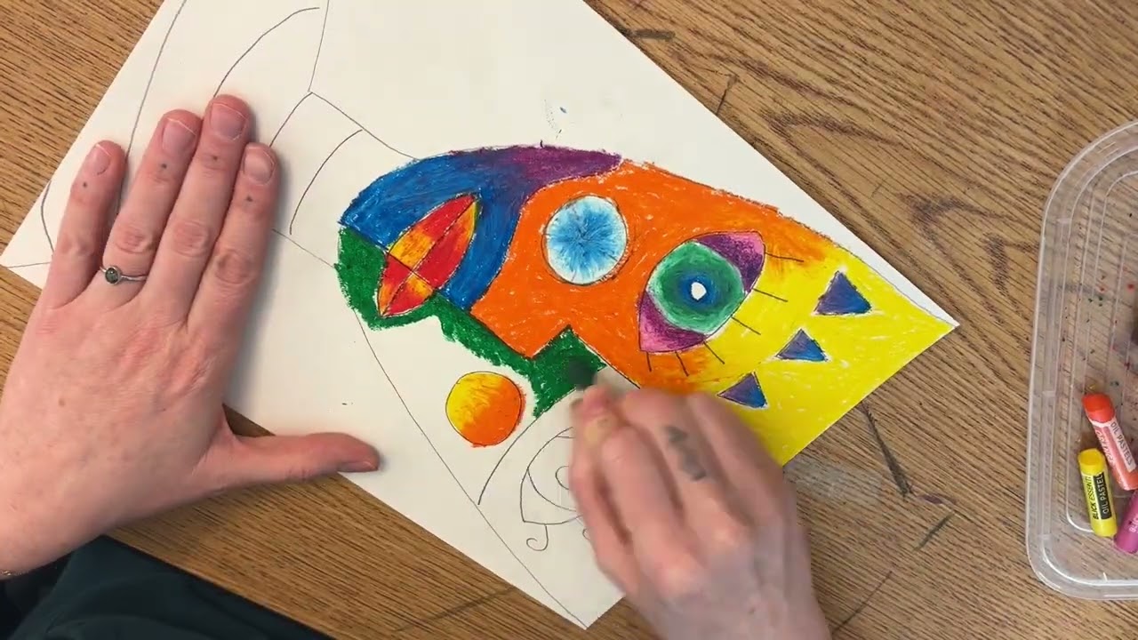 cubism inspired pastel portrait art, grades 2-3