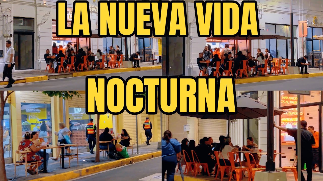 LA NUEVA VIDA NOCTURNA EN LA AVENIDA ESPA&Ntilde;A de el Centro Hist&oacute;rico de San Salvador, El Salvador 
