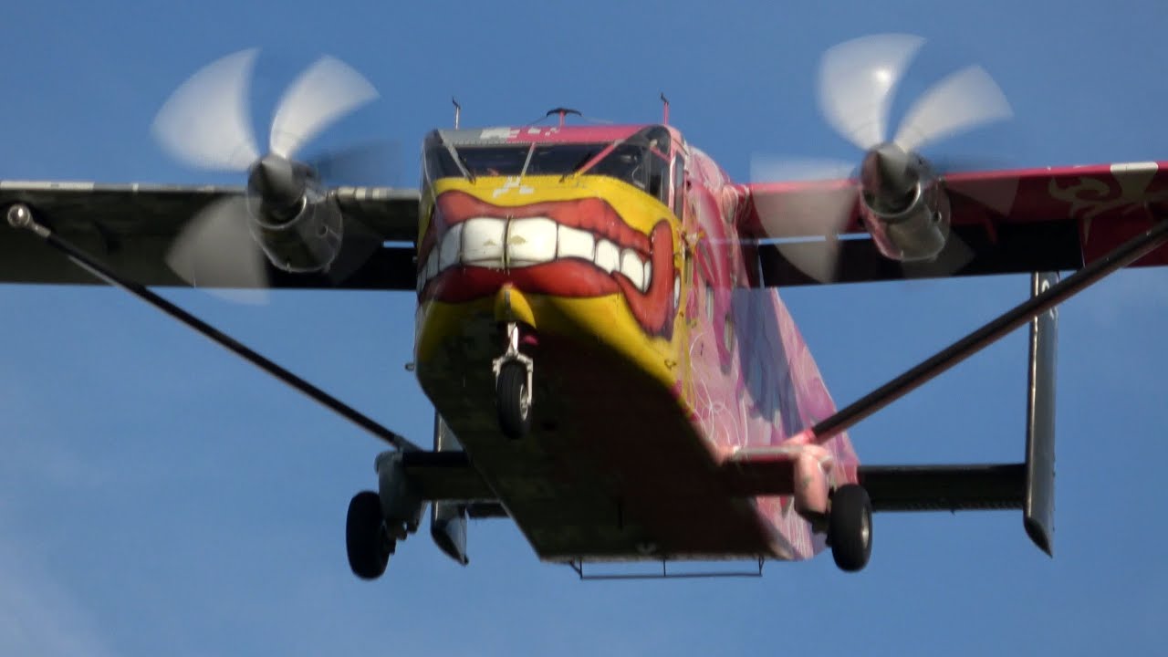 4Kᵁᴴᴰ Short SC.7 Skyvan, Pink Aviation Services, Landing @ LOTOS GDYNIA AEROBALTIC AIRSHOW 2021