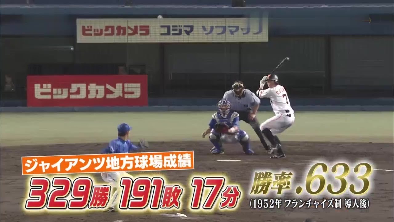 地方球場で強すぎ!! 巨人 地方球場 全成績 1952年以後
