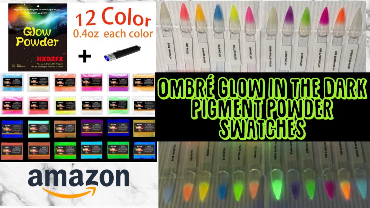 Ombré Glow In The Dark Pigment Powder Swatches