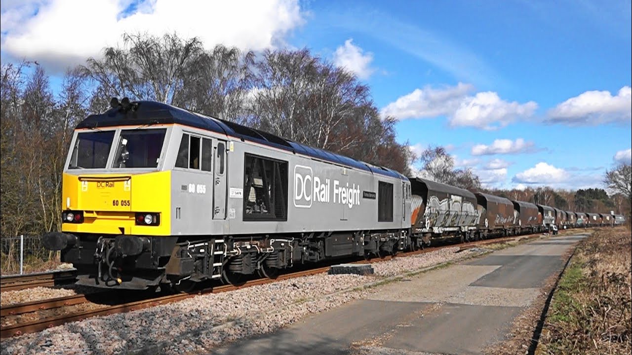 60 055, 6Z61, departing Gascoigne Wood SDGS to Davis and Son, Shirebrook. 15/03/2021.