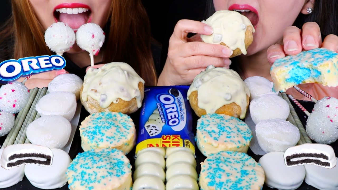 ASMR OREO CHOCOLATE, MOCHI ICE CREAM, CAKE POPS, GIANT CREAM PUFF, CHOCOLATE STICK 먹방 | Kim&Liz ASMR