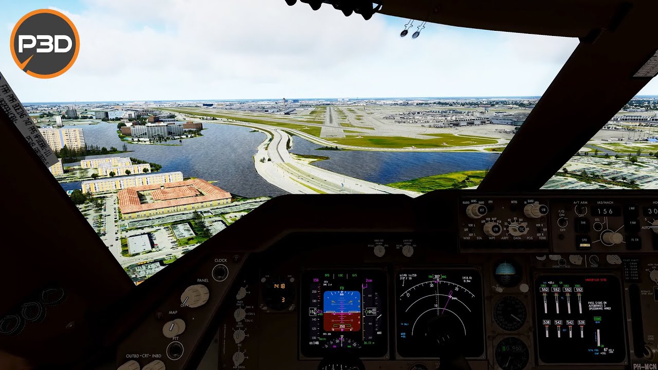 Prepar3D v5.2 | Martinair Cargo Boeing 747-400F landing at Miami KMIA | PMDG 747 | P3D | 4K