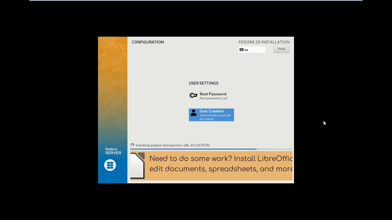 Fedora Server Installation & Access, version 29