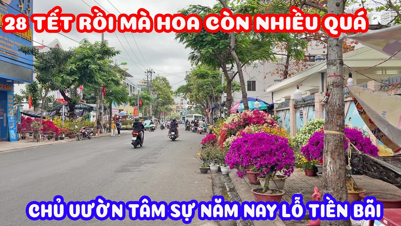 Nha Trang hôm nay 28 tết hoa còn đầy đường - chợ xóm mới đông nghẹt mua sắm cuối năm