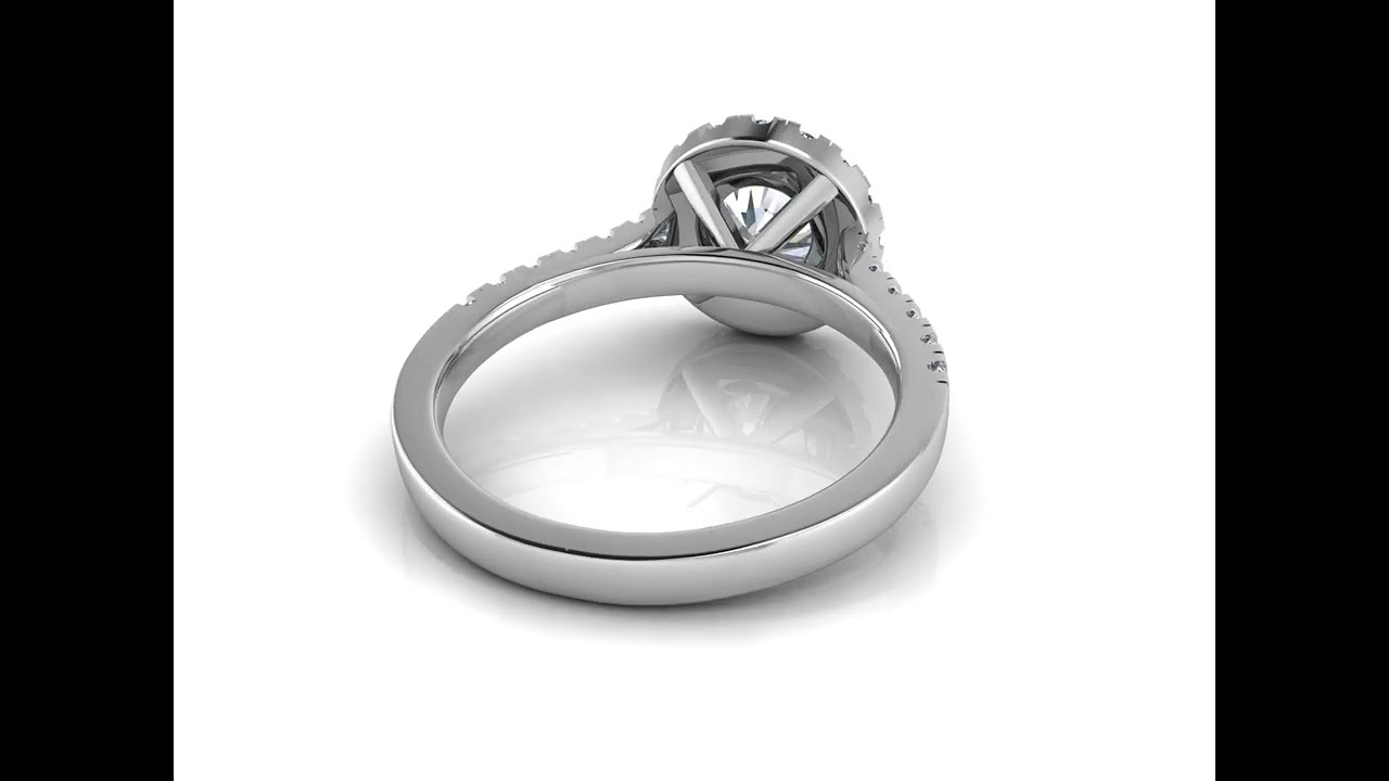 Ah! Jewellery Round Cut Diamond Halo Cathedral Ring with Natural Diamond Shoulder Stones. AJR5154X