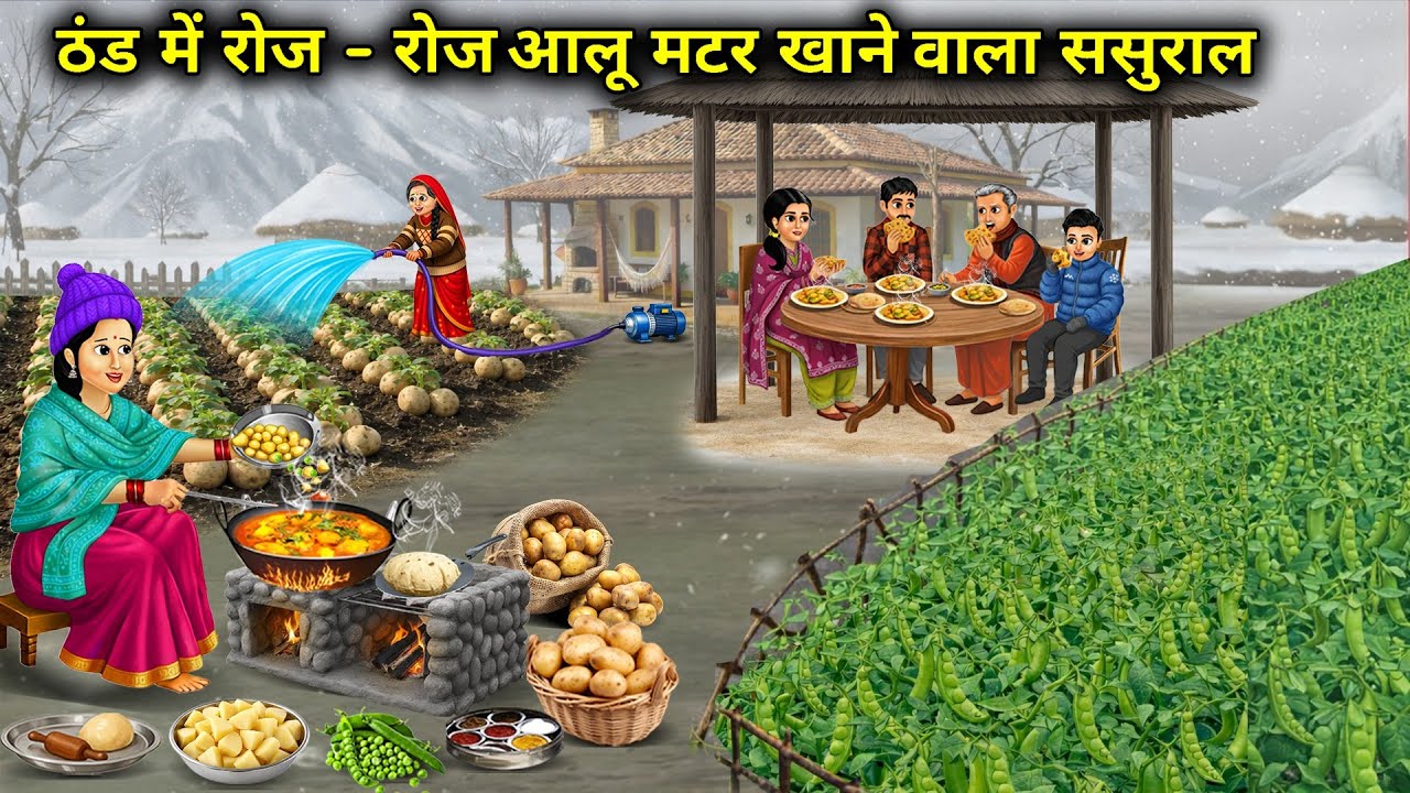ठंड में रोज - रोज आलू मटर खाने वाला ससुराल | In-Law Eat potato Peas Every Day Winter | Cartoon Video