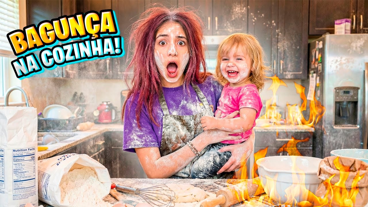 A ASHLEY DESTRUIU a COZINHA FAZENDO PIZZA e o PAI MACHUCOU a PERNA! 🚨 PERIGO 🚨 Pai Também Vloga