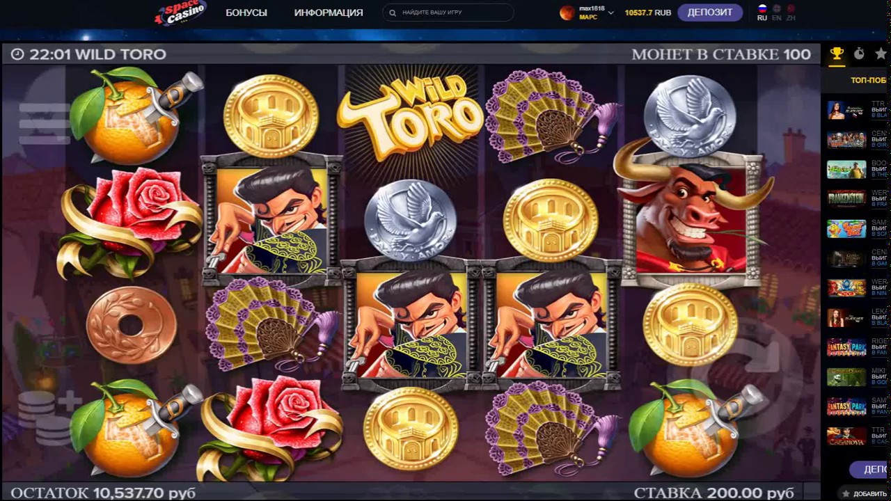 Бонуска в Wild Toro Slots по 300