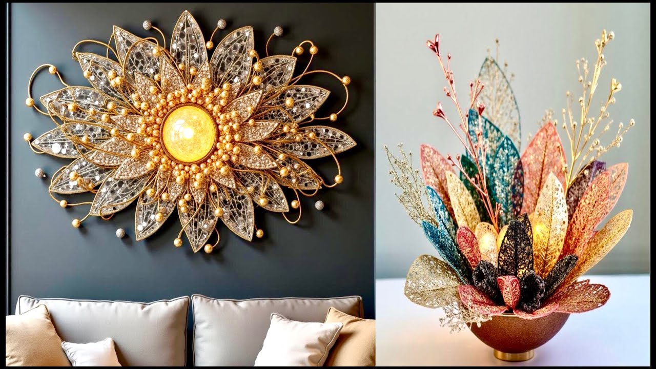 DIY Glam Decor Combo: Lighting Wall Art & Hot Glue Leaf Basket 🪞🧺 FASHION PIXIES