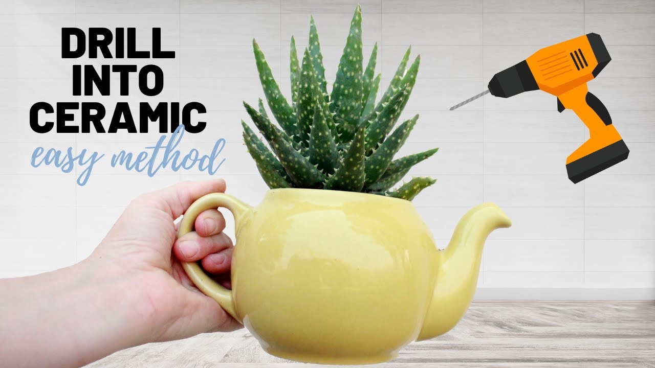 Drill Drainage Holes in Ceramic Pots WITHOUT Breaking Them! Make DIY Pots from Teapots