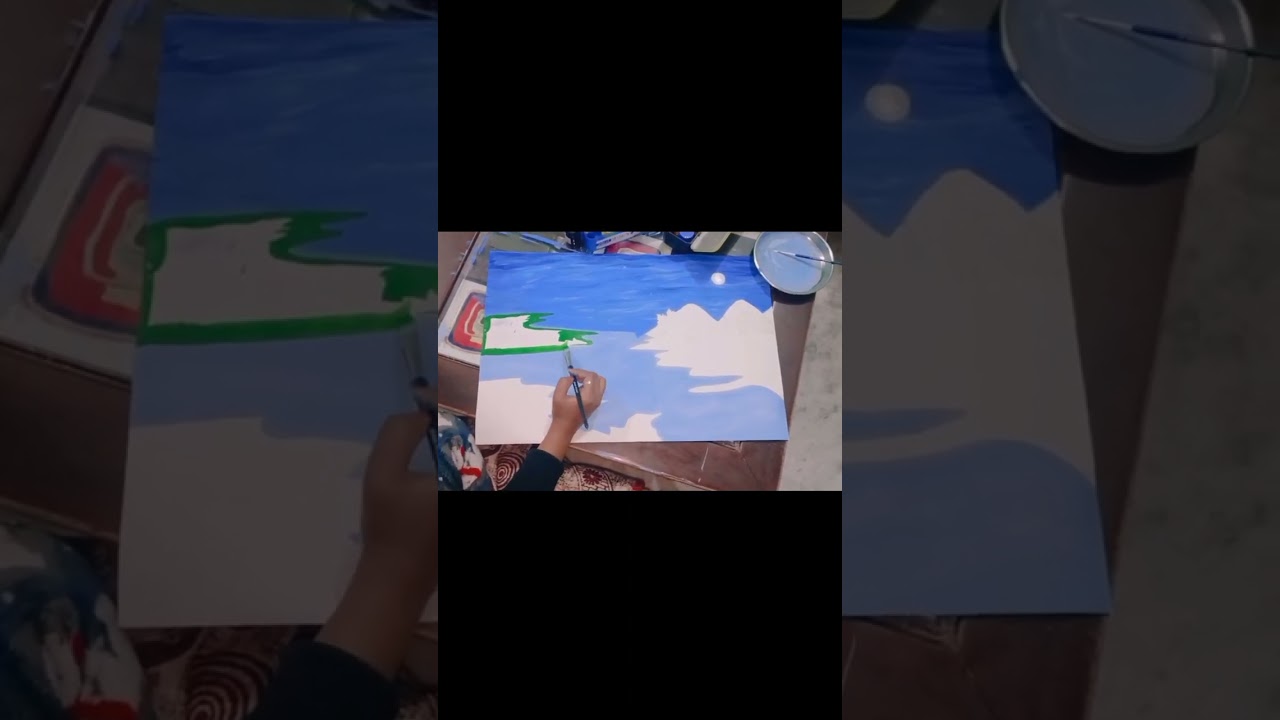Composition landscape painting for class 12 | landscape painting   #shorts #youtubeshorts