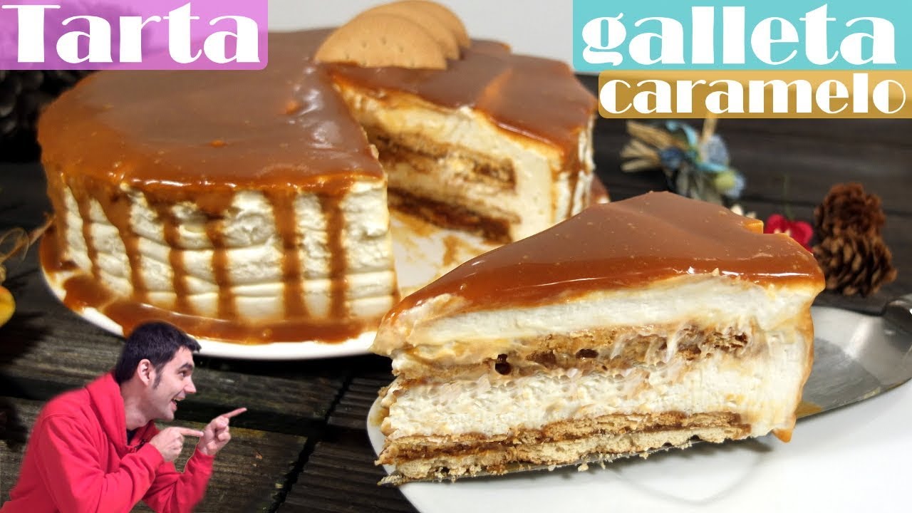 TARTA de CARAMELO y GALLETA SIN HORNO ,😍🍪😋 PASTEL o TORTA FÁCIL. Receta # 474