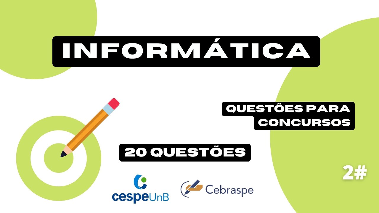 20 QUESTÕES DE INFORMÁTICA - 2# - CESPE/CEBRASPE #concursos #inss #informatica #cespe #cebraspe #pro