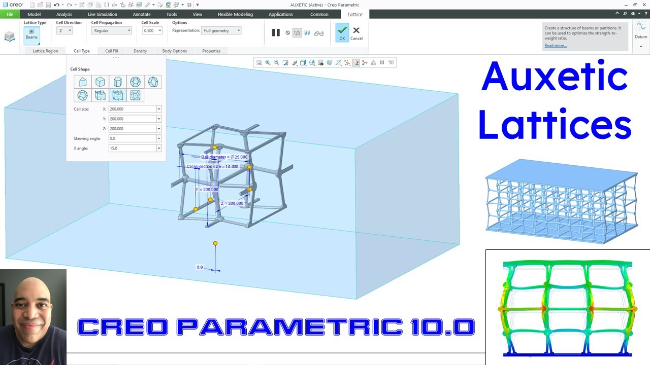 Creo Parametric 10.0 - Additive Manufacturing - Auxetic Lattice Cell Structures