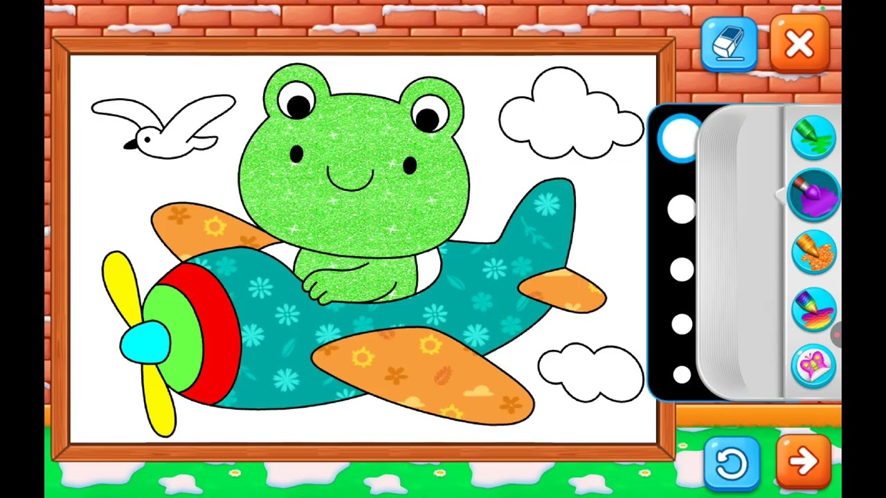 Coloring a Frog on an Airplane 🐸✈️ | Learn Colors for Kids | Fun Airplane Coloring 