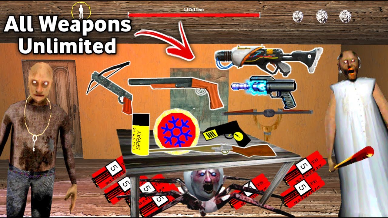 All Unlimited Weapons Vs The twins & Granny & All her Family with Spider Mom