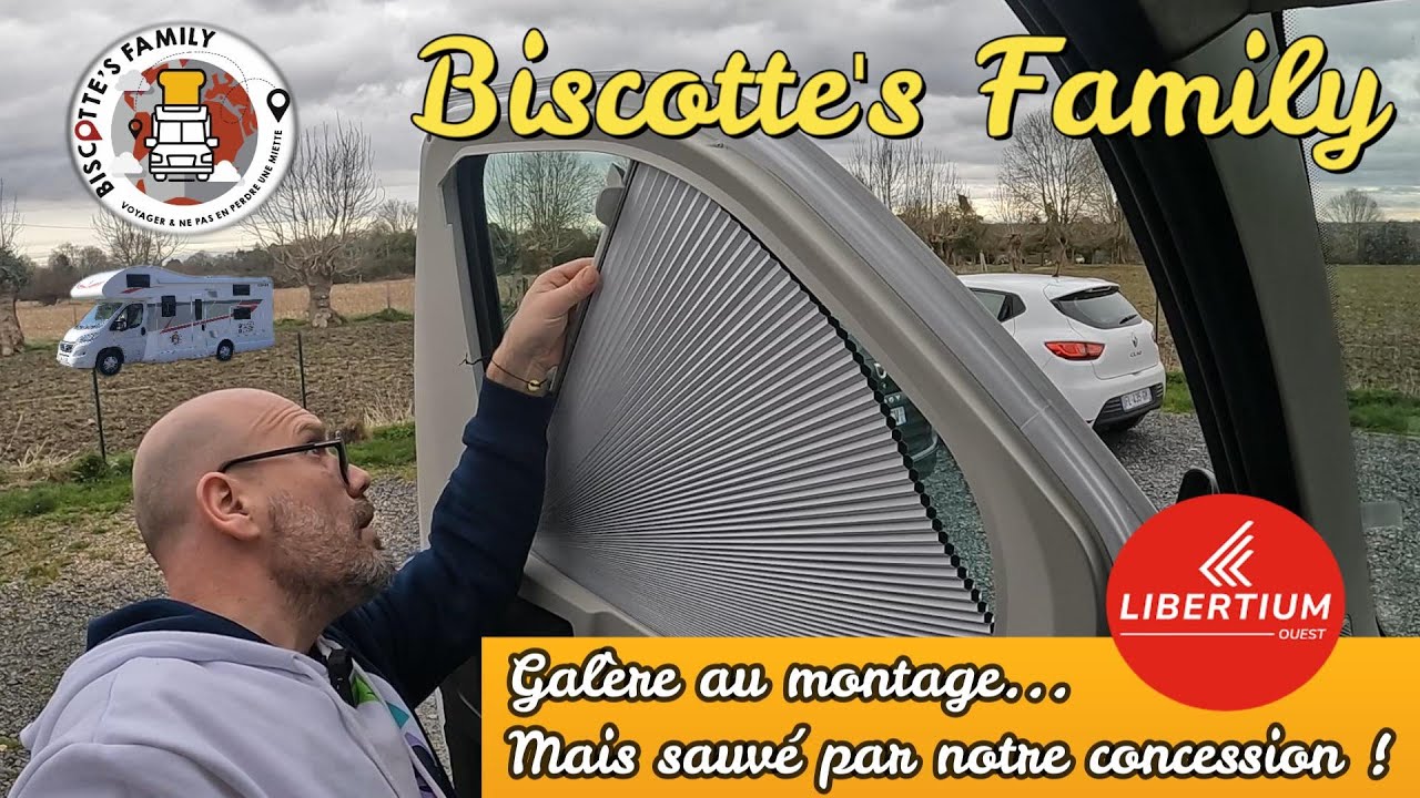 On installe des STORES CABINE dans notre camping car Biscotte