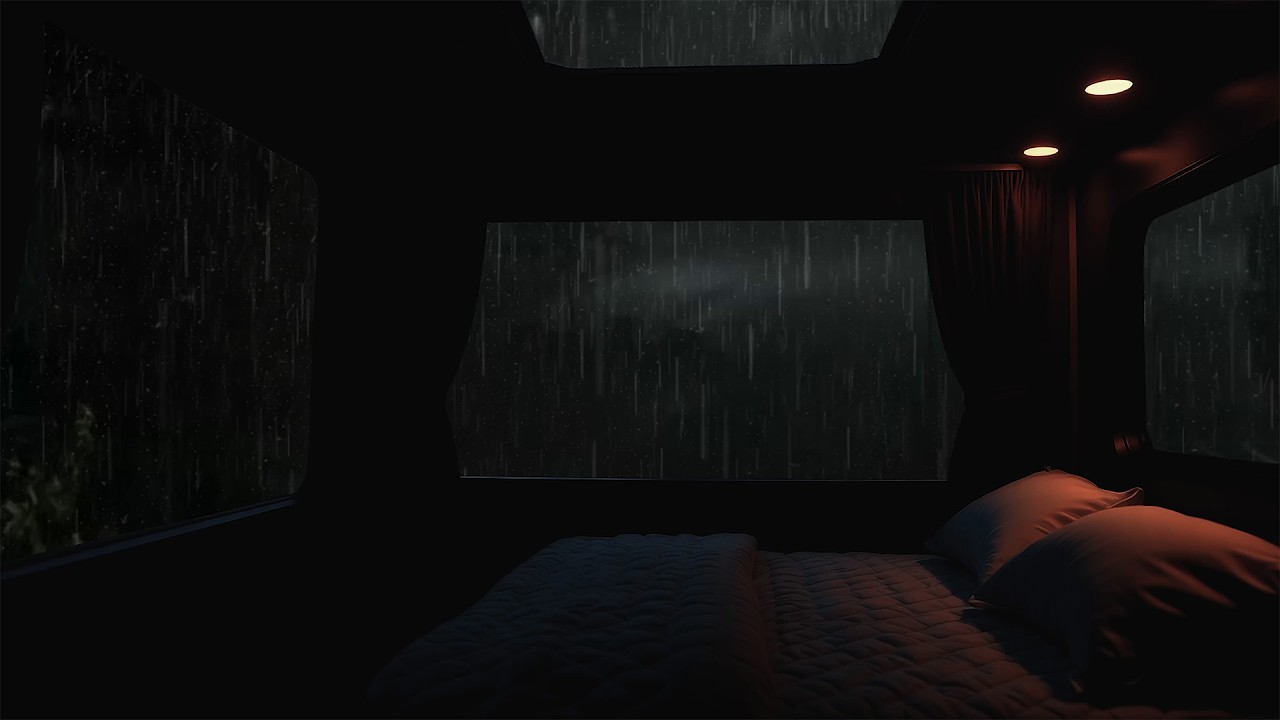 Ad-Free , Calm Your Mind Tonight with Heavy Rain & Thunder on a Car During a Wild Night Storm🌧️😴