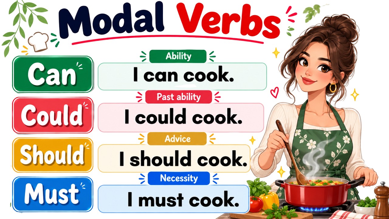 Can, Could, Should & Must | Learn Modal Verbs with Easy English Sentences 🚀