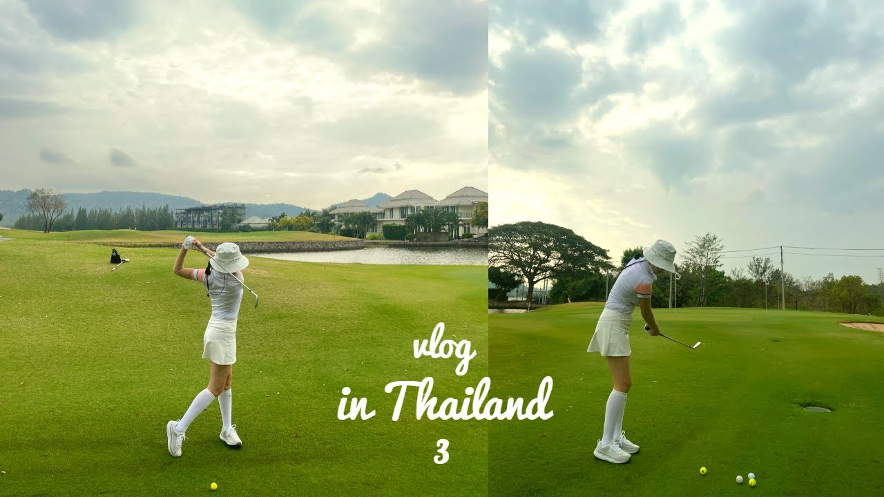 [태국 vlog #3] 후아힌 블랙마운틴 CC 에서 외국인 부부와 조인 골프치고 맛있는 거 먹기!