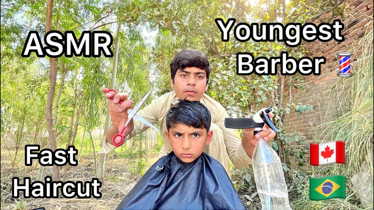 ASMR youngest Barber 💈 In the world 🗺️ Fast Haircut 💇