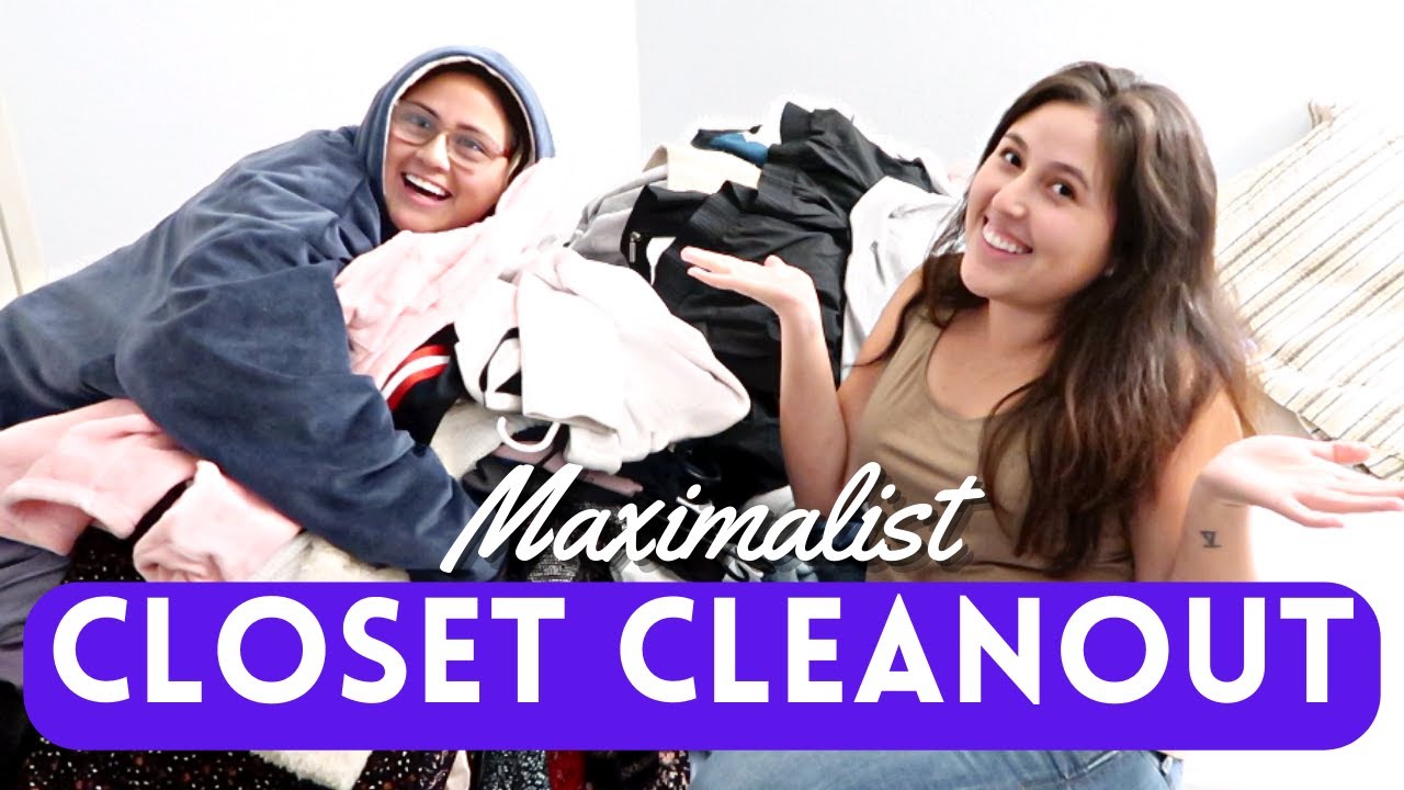 DECLUTTERING MY SISTER'S SMALL MESSY CLOSET! | A Maximalist's Wardrobe 🤯😱 (Pt.1)