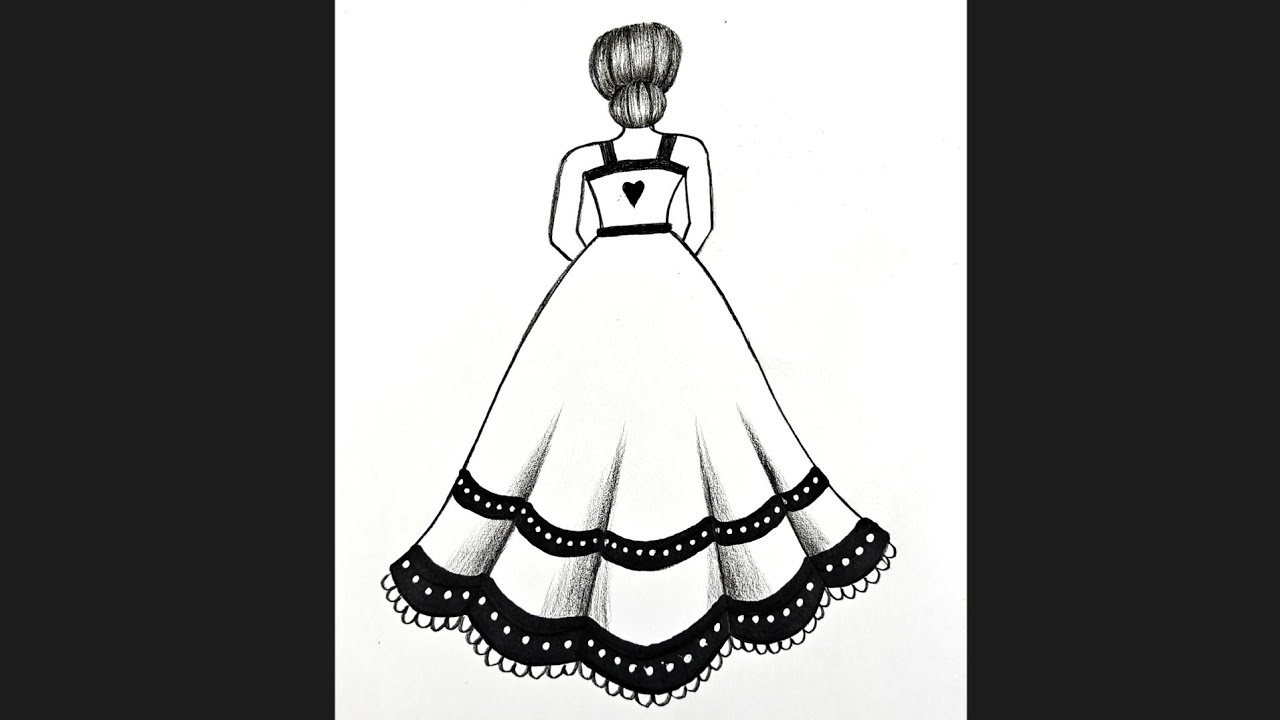 Drawing of a girl | Beautiful girl dress drawing | Girl drawing