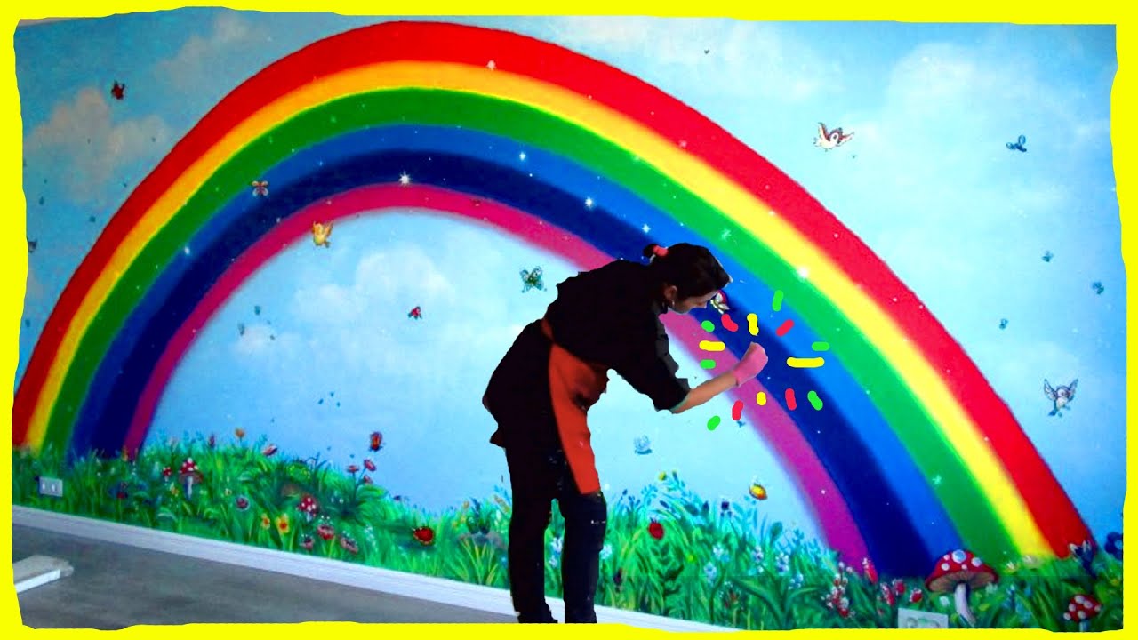 How to paint a colorful RAINBOW on a wall in a kid`s room
