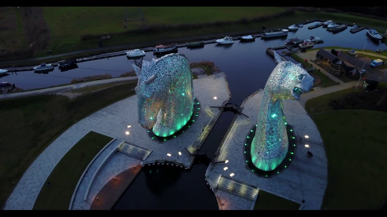 The Kelpies, Helix Park and The Falkirk Stadium in Epic 4K UHD Aerial Footage
